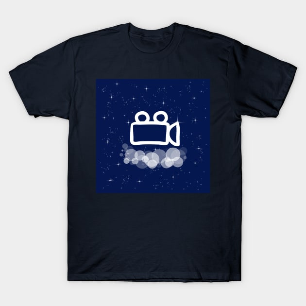 camcorder, video filming, movie camera, videographer, technology, light, universe, cosmos, galaxy, shine, concept, illustration T-Shirt by grafinya